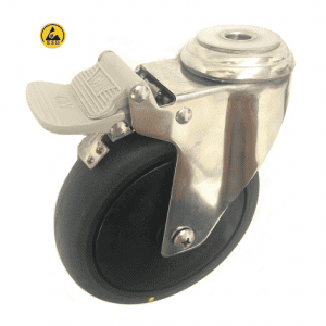 377 Series - Black Conductive (ESD) Stainless Steel Bole Hole Castors 377 Series - Black Conductive (ESD) Stainless Steel Bole Hole Castors